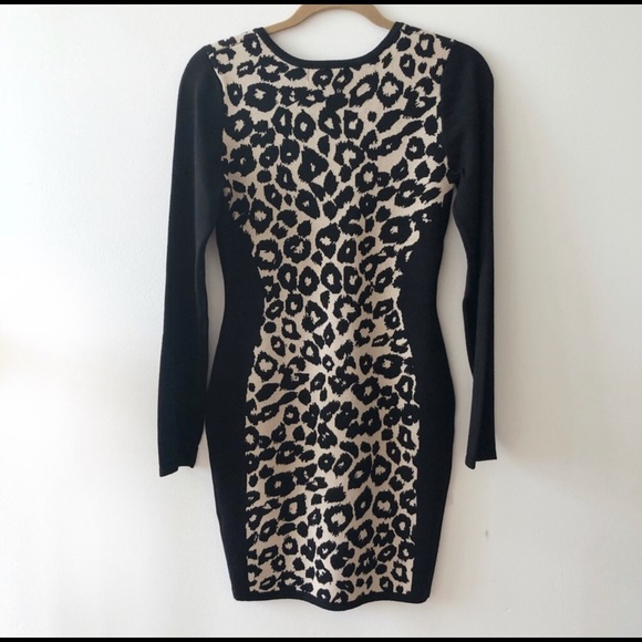Say What Black Dress With Cheetah Print - Picture 2 of 4